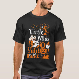 Kleine Miss Boo Yah Halloween Geest Pompoen Vleerm T-shirt