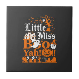 Kleine Miss Boo Yah Halloween Geest Pompoen Vleerm Tegeltje