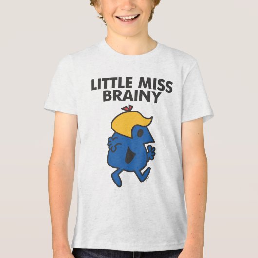 Kleine Miss Brainy in beweging Tri-Blend Shirt (Voorkant)