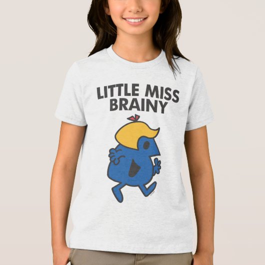 Kleine Miss Brainy in beweging Tri-Blend Shirt (Voorkant)