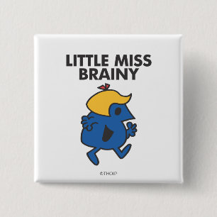 Kleine Miss Brainy in beweging Vierkante Button 5,1 Cm