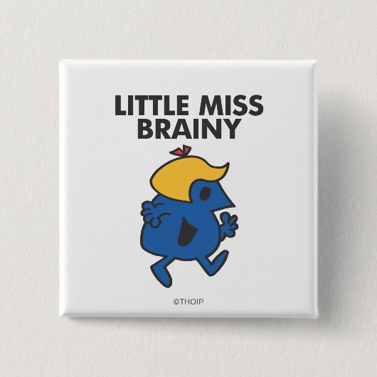 Kleine Miss Brainy in beweging Vierkante Button 5,1 Cm (Voorkant)