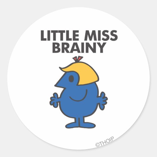 Kleine Miss Brainy Standing Ronde Sticker (Voorkant)