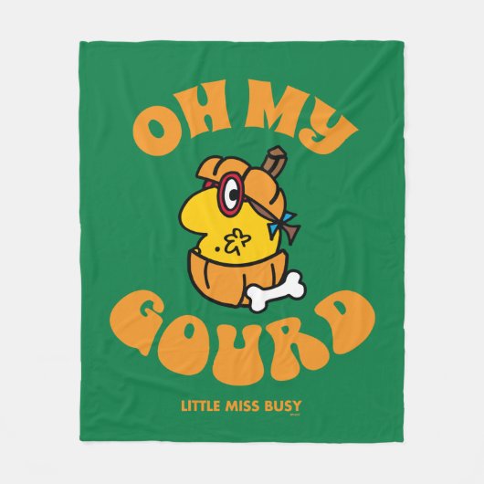 Kleine Miss Busy Oh My Gourd Halloween Fleece Deken (Voorkant)