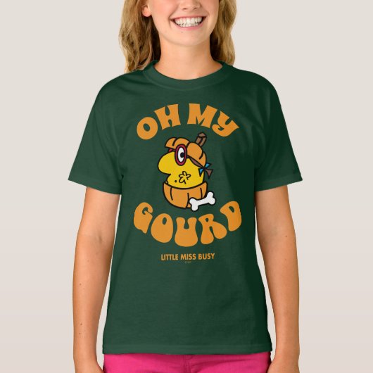 Kleine Miss Busy Oh My Gourd Halloween T-shirt (Voorkant)