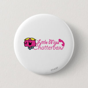 Kleine Miss Chatterbox telefoonsnoerbelettering Ronde Button 5,7 Cm