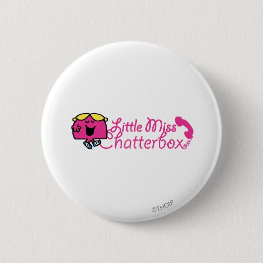 Kleine Miss Chatterbox | telefoonsnoerbelettering Ronde Button 5,7 Cm (Voorkant)