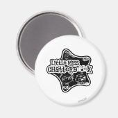 Kleine Miss Chatterbox | Zwart-witte ster Magneet (Voorkant / Achterkant)