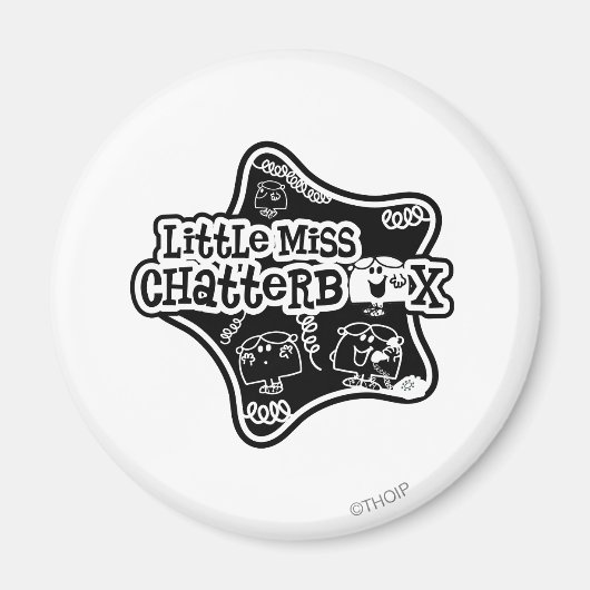 Kleine Miss Chatterbox | Zwart-witte ster Magneet (Voorkant)