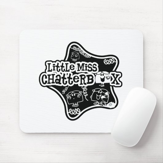 Kleine Miss Chatterbox | Zwart-witte ster Muismat (Met muis)