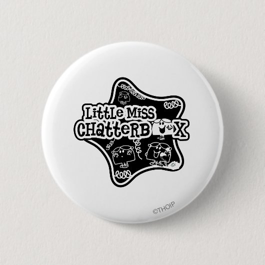 Kleine Miss Chatterbox | Zwart-witte ster Ronde Button 5,7 Cm (Voorkant)