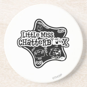 Kleine Miss Chatterbox   Zwart-witte ster Zandsteen Onderzetter