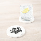 Kleine Miss Chatterbox | Zwart-witte ster Zandsteen Onderzetter (Zijkant)