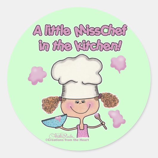 Kleine Miss Chef Ronde Sticker (Voorkant)