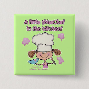 Kleine Miss Chef Vierkante Button 5,1 Cm
