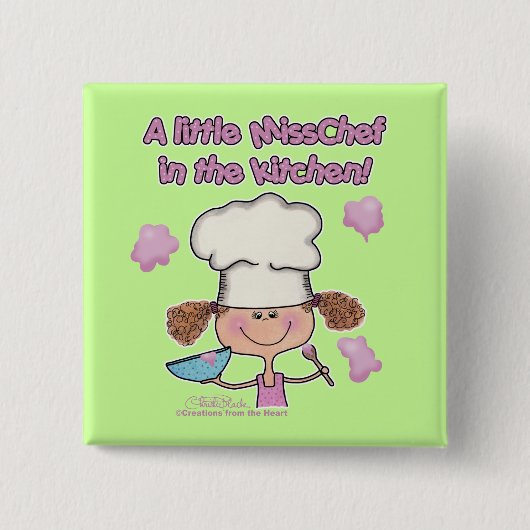 Kleine Miss Chef Vierkante Button 5,1 Cm (Voorkant)