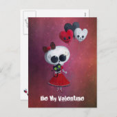 Kleine Miss Death Valentijn Feestdagenkaart (Voorkant / Achterkant)