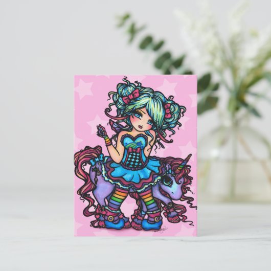 Kleine Miss Deelish Fairy Unicorn Princess Fantasy Briefkaart (Staand voorkant)
