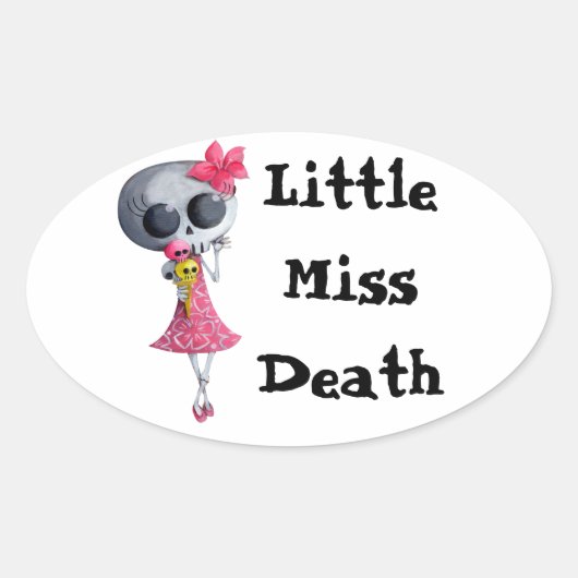 Kleine Miss Dood met Halloween Ice Cream Ovale Sticker (Voorkant)