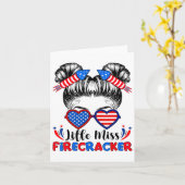 Kleine Miss Firecracker 4th van juli Meisjes Messy Kaart (Gele Bloem)