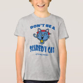Kleine Miss Giggles Scaredy Cat Halloween Tri-Blend Shirt (Voorkant)