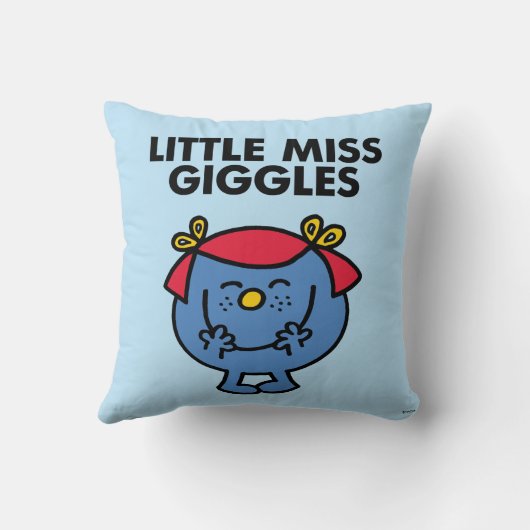 Kleine Miss Giggles | Zwarte Lettertekens Kussen (Achterkant)