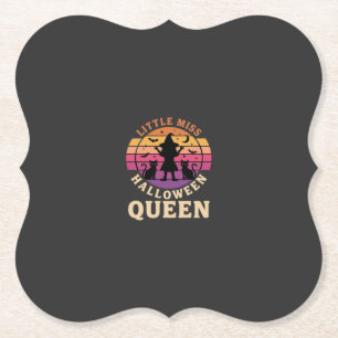 Kleine Miss Halloween Koningin Heks Kat Ontwerp_1 Kartonnen Onderzetters