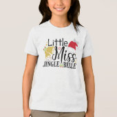 Kleine Miss Jingle Belle Kerst Feestdagen Tri-Blend Shirt (Voorkant)