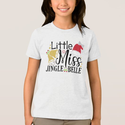 Kleine Miss Jingle Belle Kerst Feestdagen Tri-Blend Shirt (Voorkant)