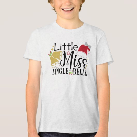 Kleine Miss Jingle Belle Kerst Feestdagen Tri-Blend Shirt (Voorkant)