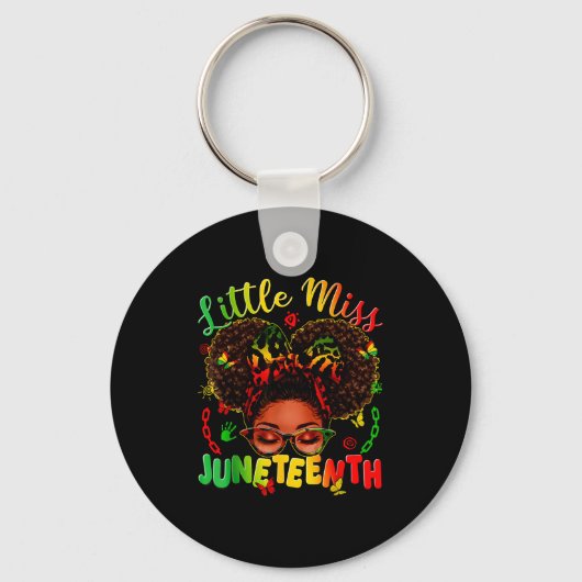 Kleine miss juneteenth afro trots zwarte afro haar sleutelhanger (Voorkant)