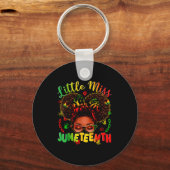 Kleine miss juneteenth afro trots zwarte afro haar sleutelhanger (Voorkant)