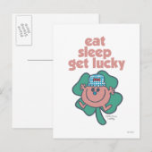 Kleine Miss Lucky's Motto | Groene klaver Briefkaart (Voorkant / Achterkant)