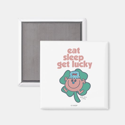 Kleine Miss Lucky's Motto | Groene klaver Magneet (Voorkant / Achterkant)