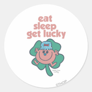 Kleine Miss Lucky's Motto Groene klaver Ronde Sticker