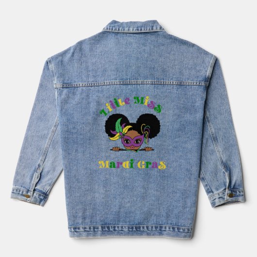 Kleine Miss Mardi Gras Afro Meisje Denim Jacket (Achterkant)