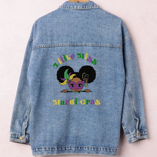 Kleine Miss Mardi Gras Afro Meisje Denim Jacket