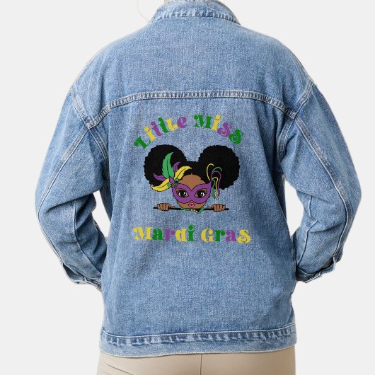 Kleine Miss Mardi Gras Afro Meisje Denim Jacket