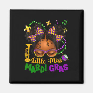 Kleine Miss Mardi Gras Afro Rommelige Knot Meisjes Magneet