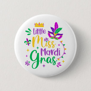 Kleine Miss Mardi Gras Kinder Carnaval Kleding Mei Ronde Button 5,7 Cm