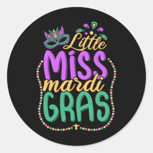 Kleine Miss Mardi Gras Kinder Carnaval Kleding Mei Ronde Sticker
