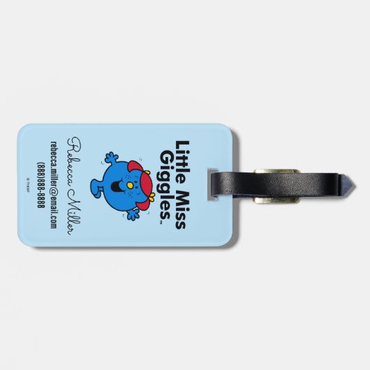 Kleine Miss | Miss Giggles houdt van lachen Bagagelabel (Achterkant horizontaal)