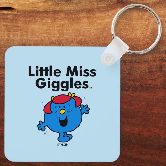 Kleine Miss | Miss Giggles houdt van lachen Sleutelhanger (Achterkant)