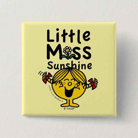Kleine Miss | Miss Sunshine Laughs Vierkante Button 5,1 Cm (Voorkant)