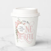 kleine miss mooie elegante meisje 1e verjaardag papieren bekers (Voorkant)