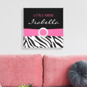 Kleine Miss Naam Canvas op Zebra Patroon (Insitu (Woonkamer))