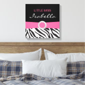 Kleine Miss Naam Canvas op Zebra Patroon (Insitu (Slaapkamer))