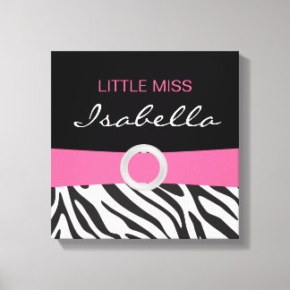 Kleine Miss Naam Canvas op Zebra Patroon