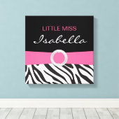 Kleine Miss Naam Canvas op Zebra Patroon Afdruk (Insitu (Houten vloer))