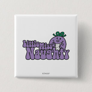 Kleine Miss Naughty Hiding Vierkante Button 5,1 Cm